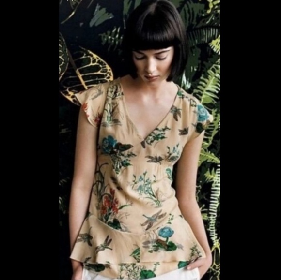 Anthropologie Tops - Anthropologie Botanical Silk Blouse